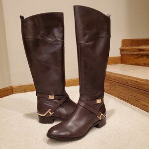 Ivanka Trump Brown Knee High Leather Boots, size 9.5